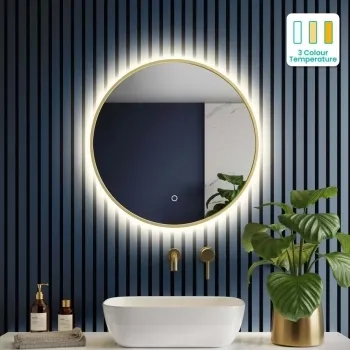 Mollie Brushed Brass Round Backlit Illuminated LED Mirror 600mm