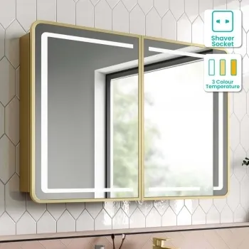 Olivia Matt Brass Illuminated LED Mirror Cabinet 710x1000mm