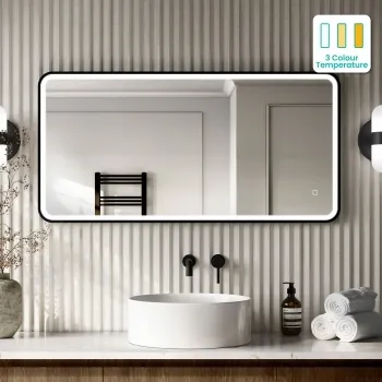 Mila Black Framed Illuminated LED Mirror 600x1200mm
