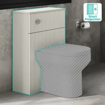 Crete Fluted Linen White Slimline Back To Wall Toilet Unit 500mm