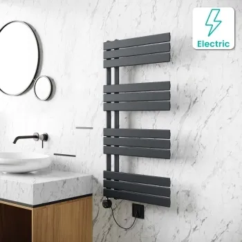 Seville Electric Anthracite Designer Flat Panel Heated Towel Rail 1200x600mm