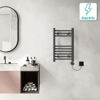 Barcelona Electric Anthracite Straight Heated Towel Rail 650x400mm