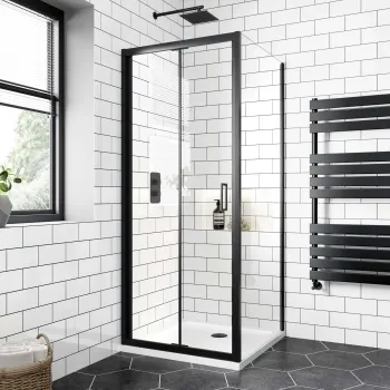 London Matt Black 6mm Bifold Shower Enclosure 700x700mm