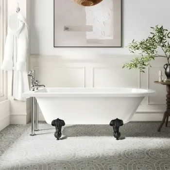 Abingdon 1700mm Single Ended Roll Top Bath - Black Ball Feet