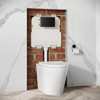 Idaho Pneumatic Concealed Cistern with Matt Black Flush Plate - Round Buttons