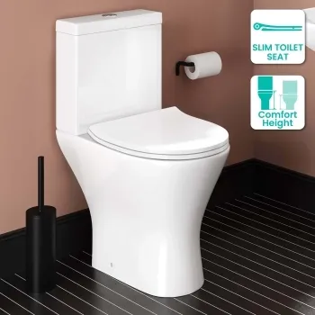 Orlando Rimless Comfort Height Close Coupled Toilet With Soft Close Slim Seat