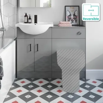 Quartz Stone Grey Basin Vanity and Back To Wall Toilet Unit 1050mm - Black Accents