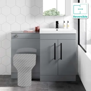 Avon Stone Grey Basin Vanity and Back To Wall Unit 1100mm - Black Accents