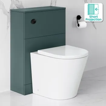 Midnight Green Slimline Back To Wall Unit and Boston Toilet - Black Accents