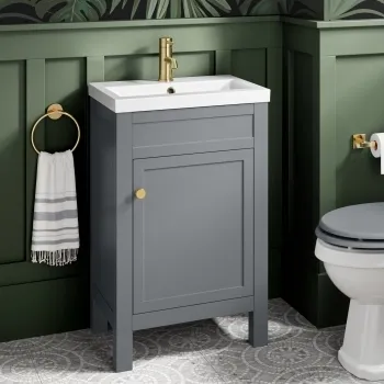 Bermuda Dove Grey Basin Vanity 500mm - Brushed Brass Accents