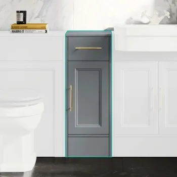 Monaco Dove Grey Side Cabinet Unit 300mm - Brass Knurled Handles