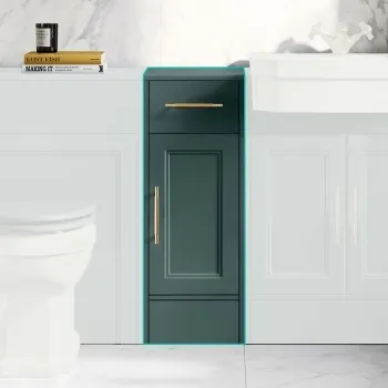 Monaco Midnight Green Side Cabinet Unit 300mm - Brass Knurled Handles