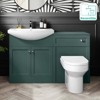 Capri Mystic Green Combination Vanity Basin and Denver Toilet 1350mm - Chrome Handles