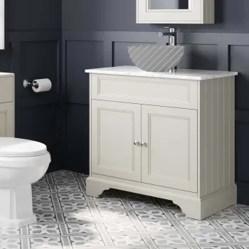 Lucia Chalk White Cabinet with Marble Top 840mm - Excludes Counter Top Basin