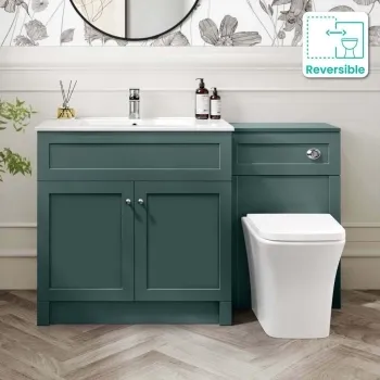 Milos Mystic Green Combination Vanity Basin and Houston Toilet 1300mm - Chrome Handles