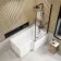 L Shaped 1500 Shower Bath with Front Panel & 6mm Matt Black Easy Clean Screen with Rail - Right Handed