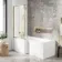 L Shaped 1700 Shower Bath & 6mm Easy Clean Brushed Brass Bath Screen - Left Handed