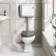 Hudson Traditional Low-Level Toilet With Dove Grey Seat & Pedestal Basin - Double Tap Hole