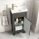 Bermuda Graphite Grey Cloakroom Basin Vanity 400mm - Brushed Brass Accents