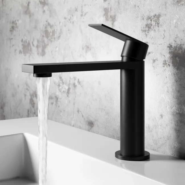 Tees Matt Black Basin Mixer Tap