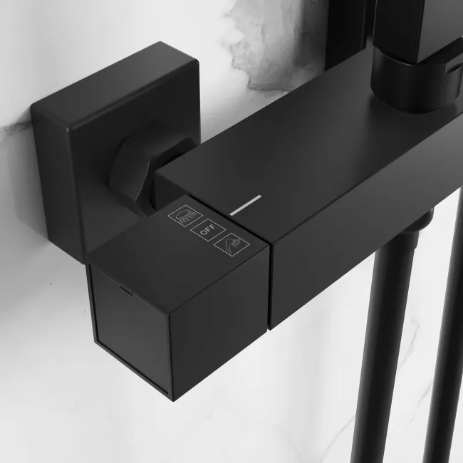 Galway Premium Matt Black Square Thermostatic Shower Set