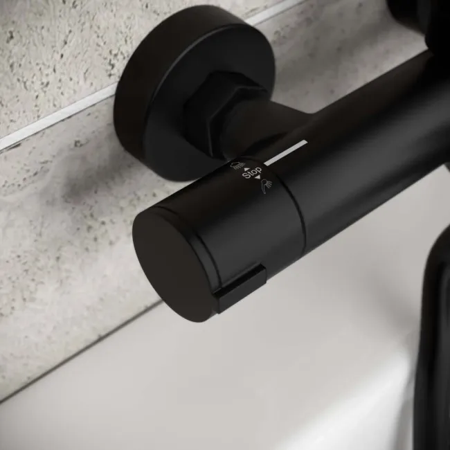 Ballina Round Matt Black Thermostatic Bath Filler Shower Set
