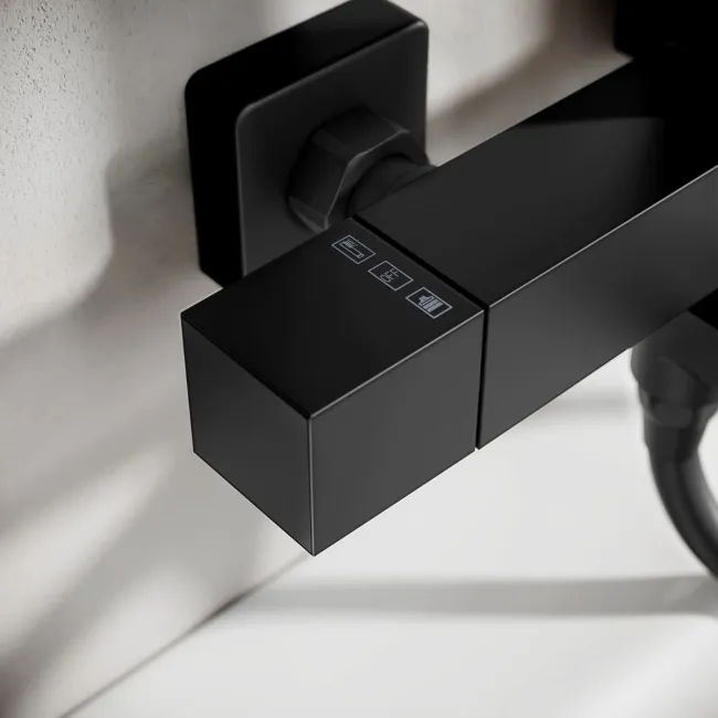 Skye Square Matt Black Thermostatic Bath Filler Shower Set