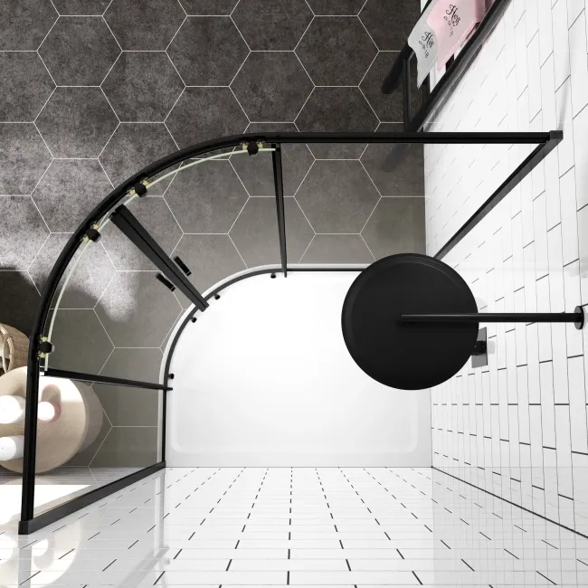London Matt Black 6mm Offset Quadrant Shower Enclosure 1200x800mm