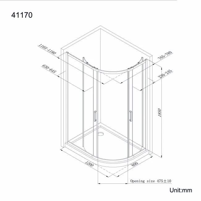 London Matt Black 6mm Offset Quadrant Shower Enclosure 1200x800mm