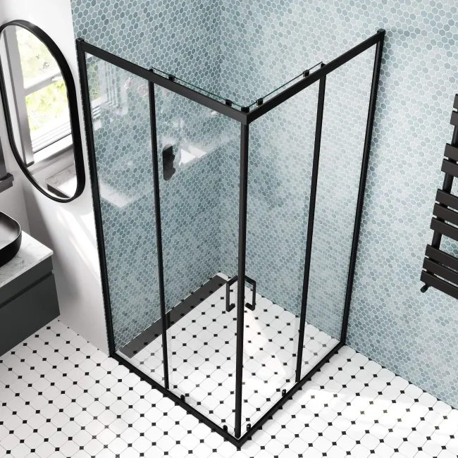 London Matt Black 6mm Corner Entry Shower Enclosure 900x900mm