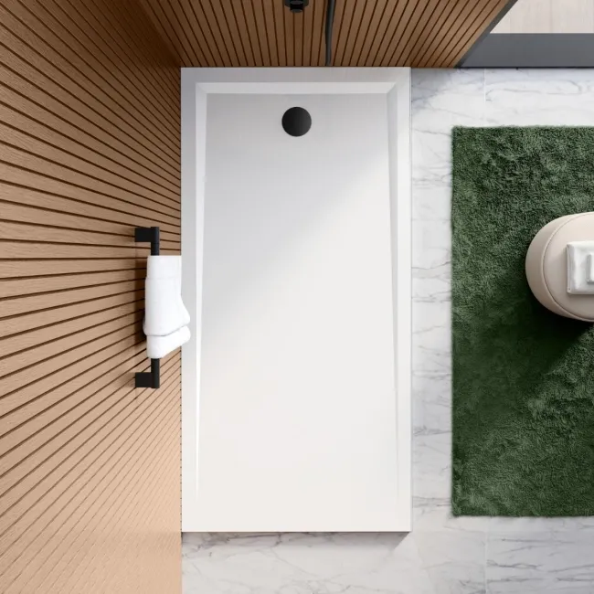 Sydney Low Profile Rectangular Gloss White Stone Shower Tray 1800x900mm