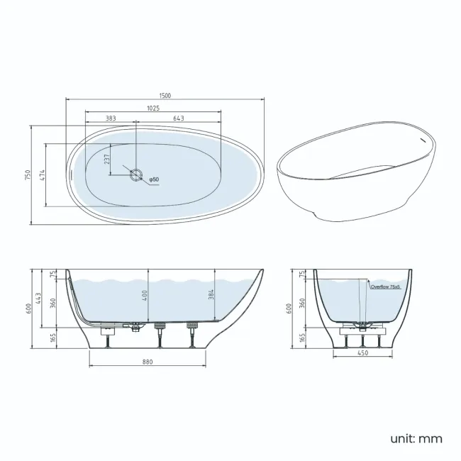 Regent 1500mm Freestanding Bath