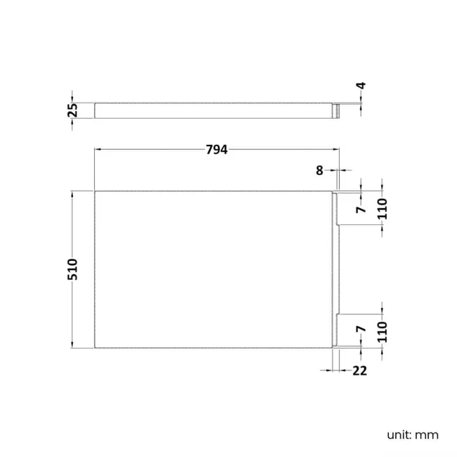 800 Super Strength Reinforced Acrylic Straight Bath End Panel