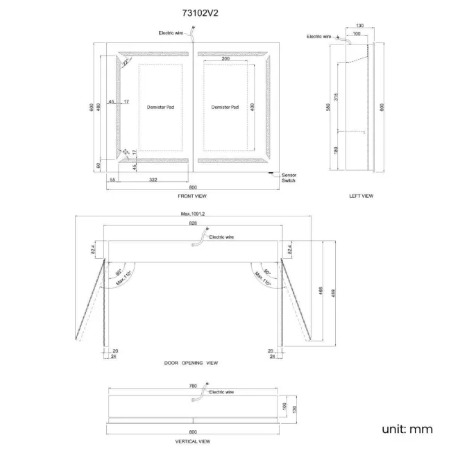 Haisley Illuminated LED Mirror Cabinet 600x800mm