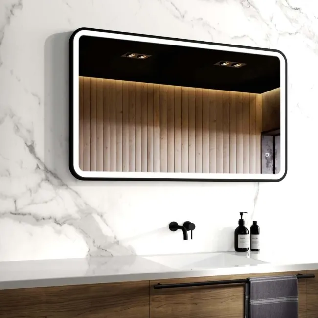 Olivia Black Framed Illuminated LED Mirror 600x1000mm