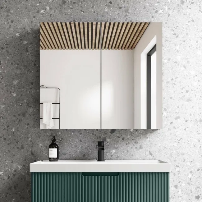 Esme Matt Black Recessed Mirror Cabinet 700x800mm