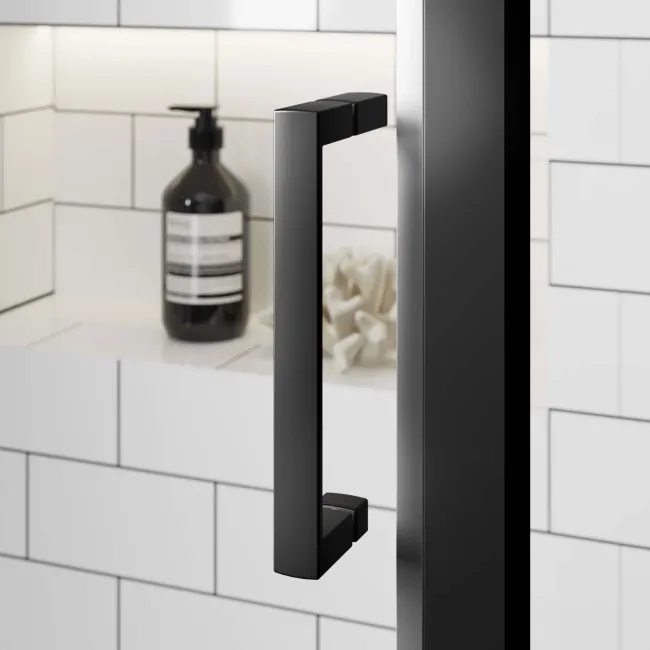 London Matt Black 6mm Sliding Shower Enclosure 1400x800mm