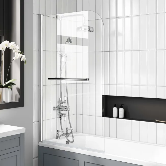 Warwick 1700x700 Traditional Shower Bath & 6mm Easy Clean Screen with Rail