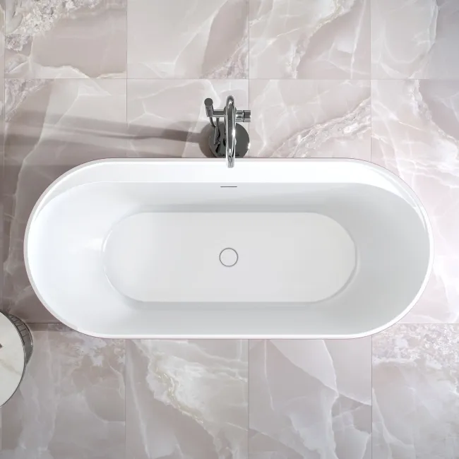 Shore 1700 Matt Pink Freestanding Bath - Chrome Feet