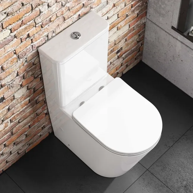 Boston Rimless Comfort Height Close Coupled Toilet With Premium Soft Close Slim Seat