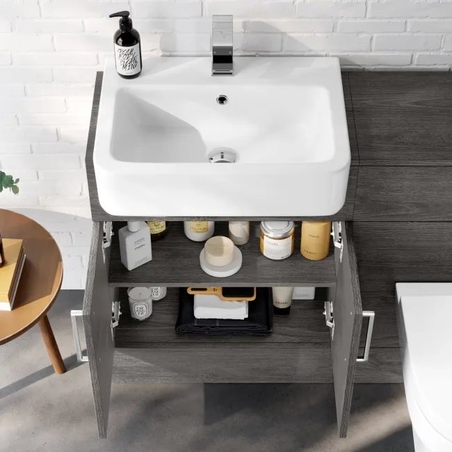 Harper Charcoal Elm Vanity with Semi Recessed Basin 600mm