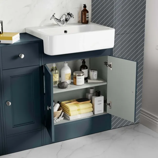 Monaco Inky Blue Combination Vanity Basin and Seattle Toilet 1500mm