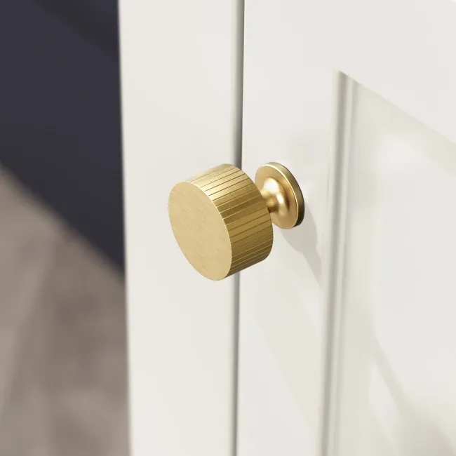 Bermuda Chalk White Cloakroom Basin Vanity 400mm - Brushed Brass Accents