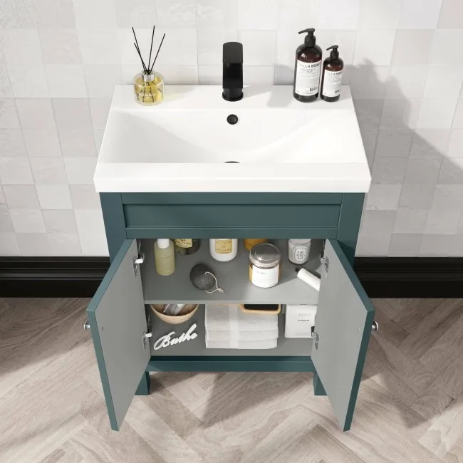 Bermuda Midnight Green Basin Vanity 600mm