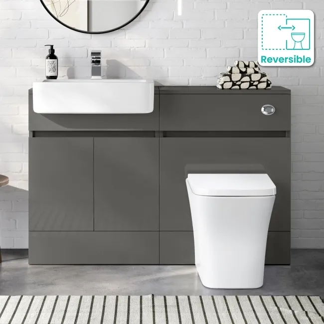 Foster Tungsten Grey Combination Vanity Basin and Houston Toilet 1200mm