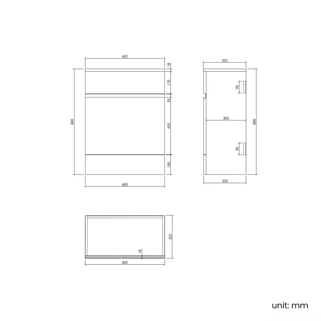 Foster Tungsten Grey Combination Vanity Basin and Boston Toilet 1200mm - Right Handed