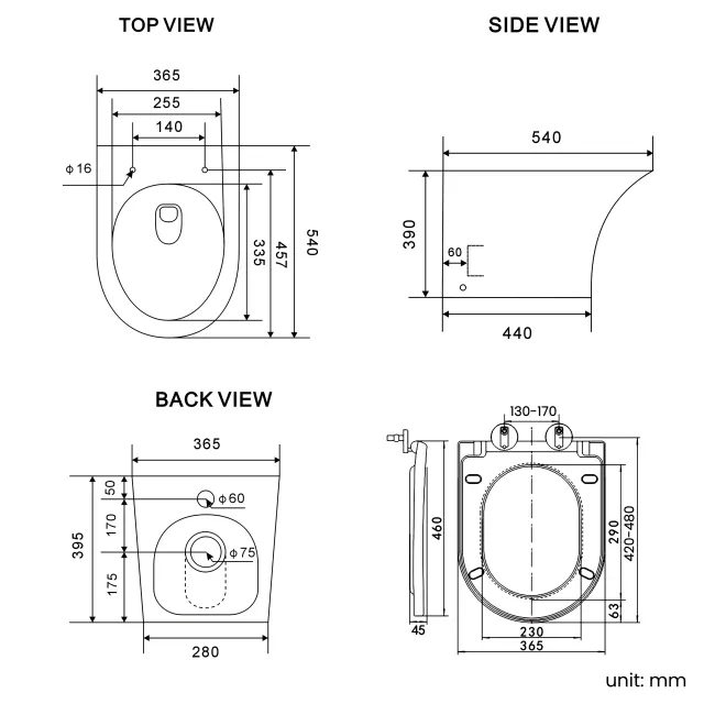 Foster Tungsten Grey Combination Vanity Basin and Tucson Toilet 1500mm