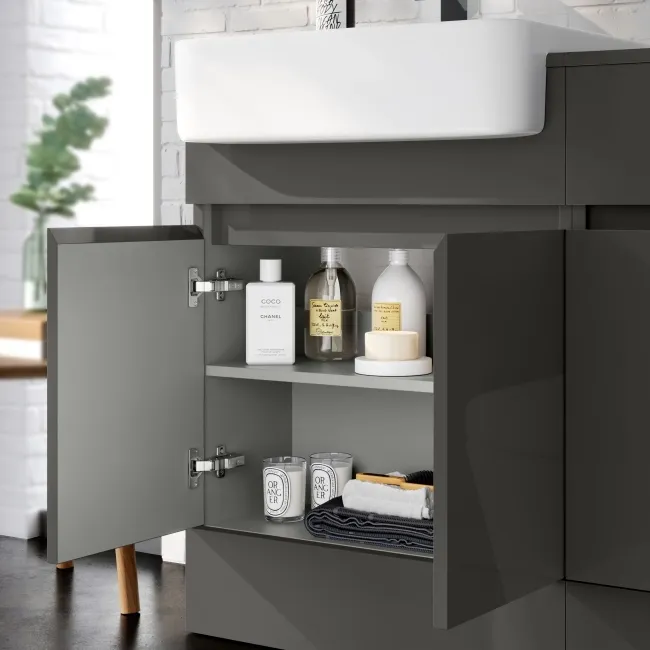 Foster Tungsten Grey Combination Vanity Basin and Houston Toilet 1500mm