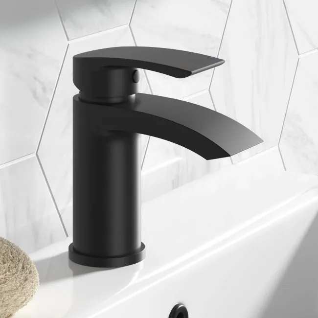 Severn Matt Black Basin & Shower Bath Mixer Tap Set