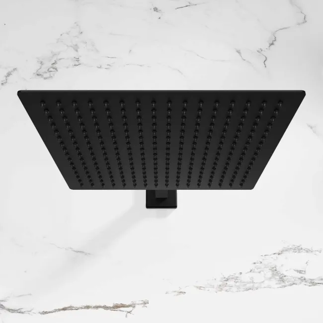 Galway Premium Matt Black Square Thermostatic Set - 300mm Head, Hand Shower & Body Jets
